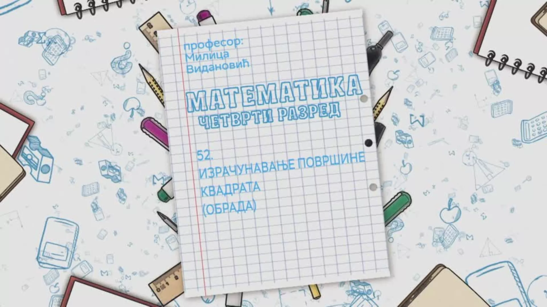 OŠ4 – Matematika, 52. čas: Izračunavanje površine kvadrata (obrada)