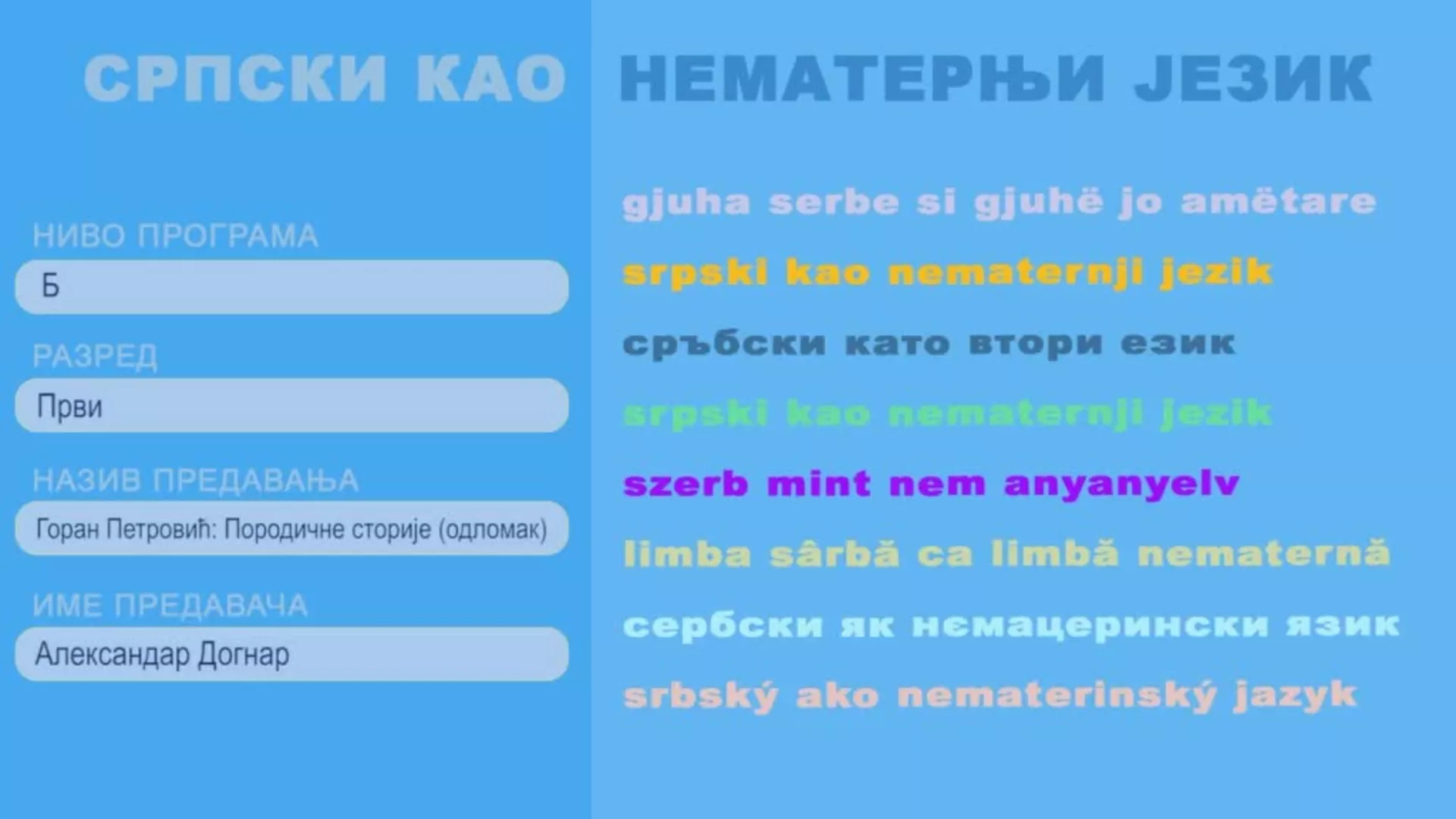 SŠ1 – Srpski kao nematernji jezik, 6. čas: Goran Petrović: Porodične storije (odlomak)