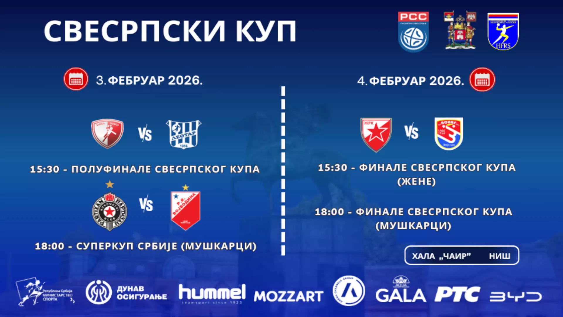 Рукомет – Суперкуп: Партизан – Слога (финале)