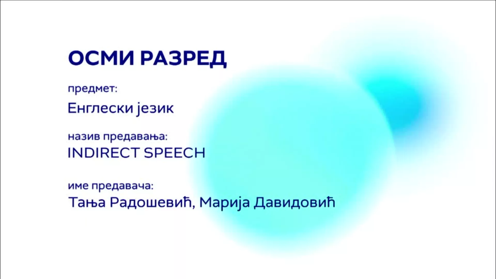 OШ8 – Енглески језик: Indirect speech
