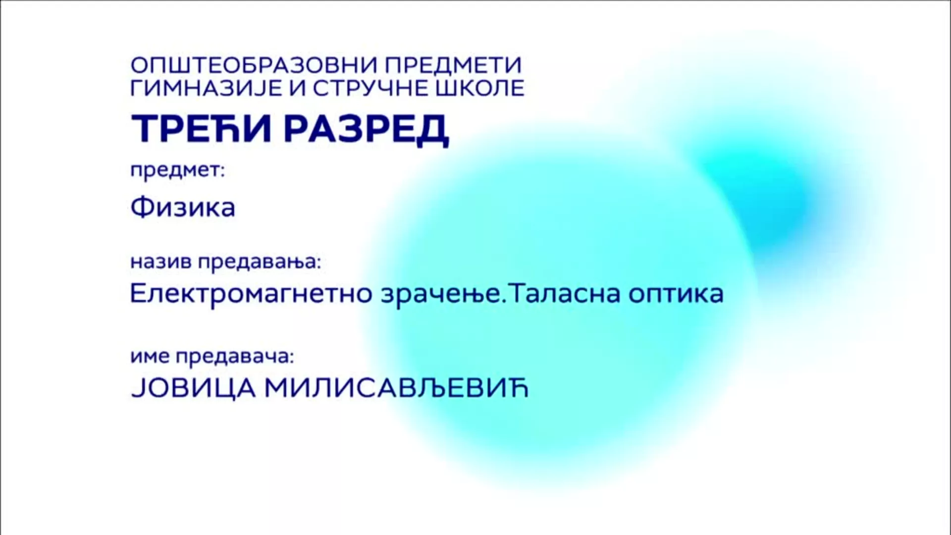 СШ3 – Физика: Електромагнетно зрачење, таласна оптика