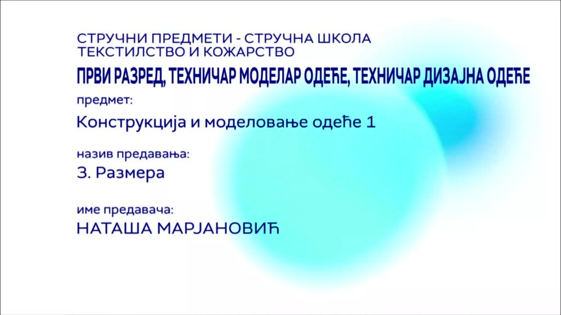СШ1 – Конструкција и моделовање одеће 1, 3. час: Размера