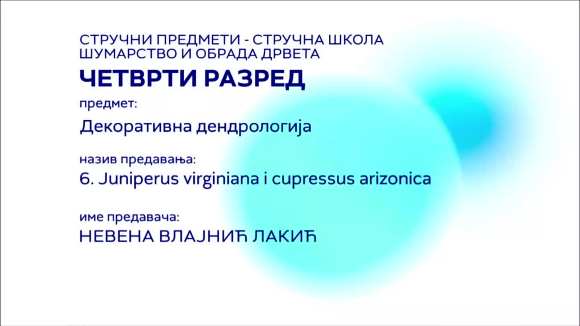 СШ4 – Декоративна дендрологија, 6. час: Juniperus virginiana и cupressus aruzonica