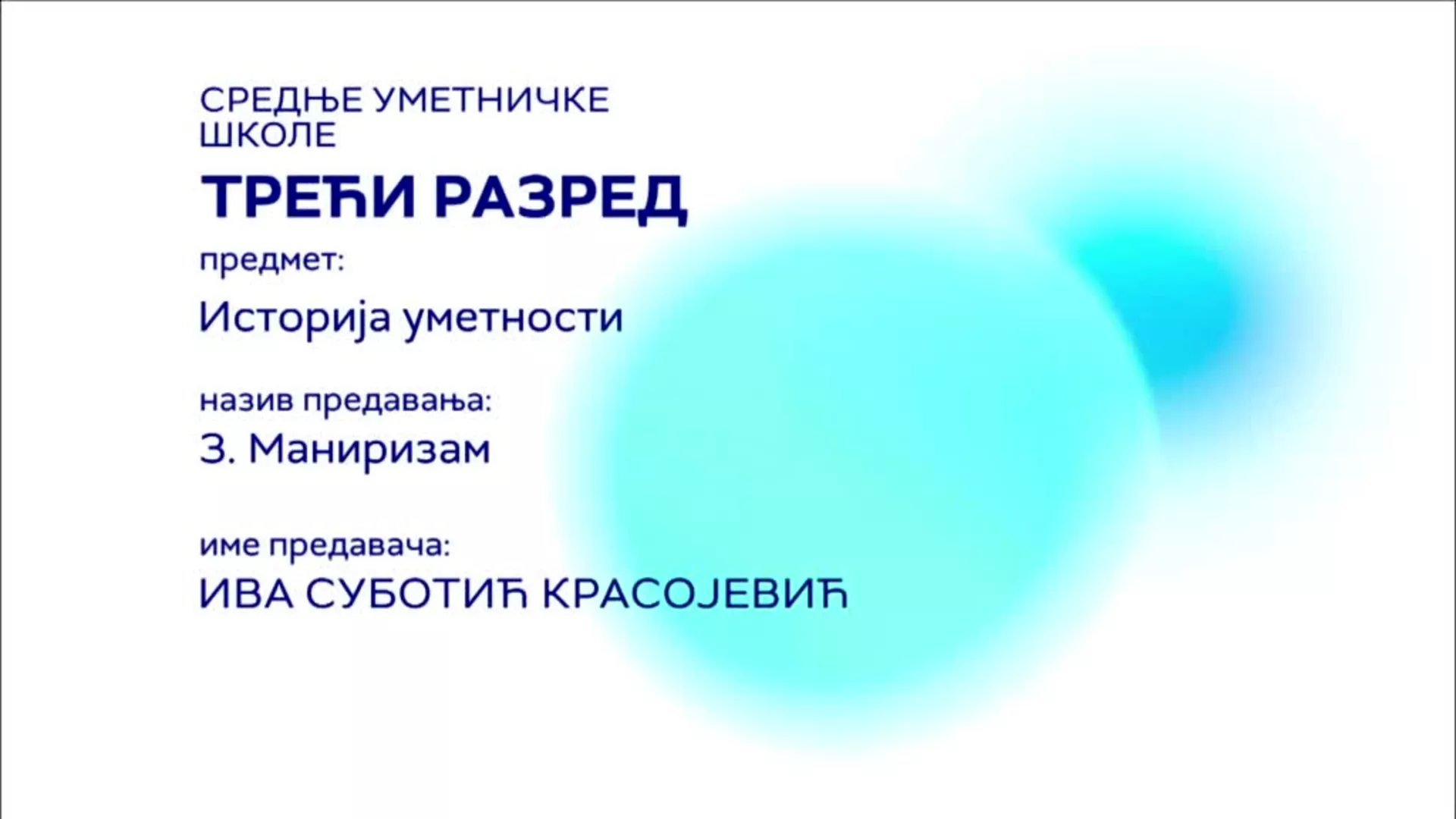 СШ3 – Историја уметности, 3. час: Маниризам