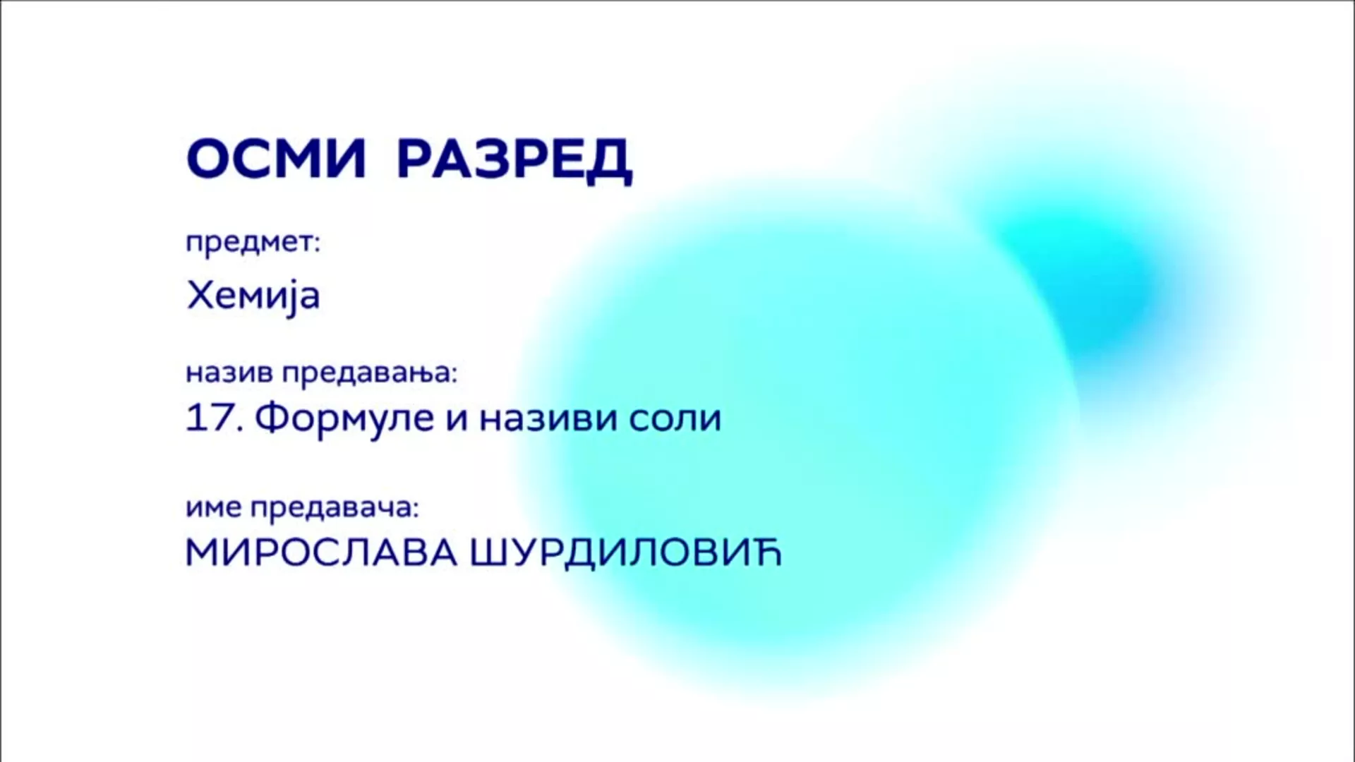 ОШ8 – Хемија, 17. час: Формуле и називи соли