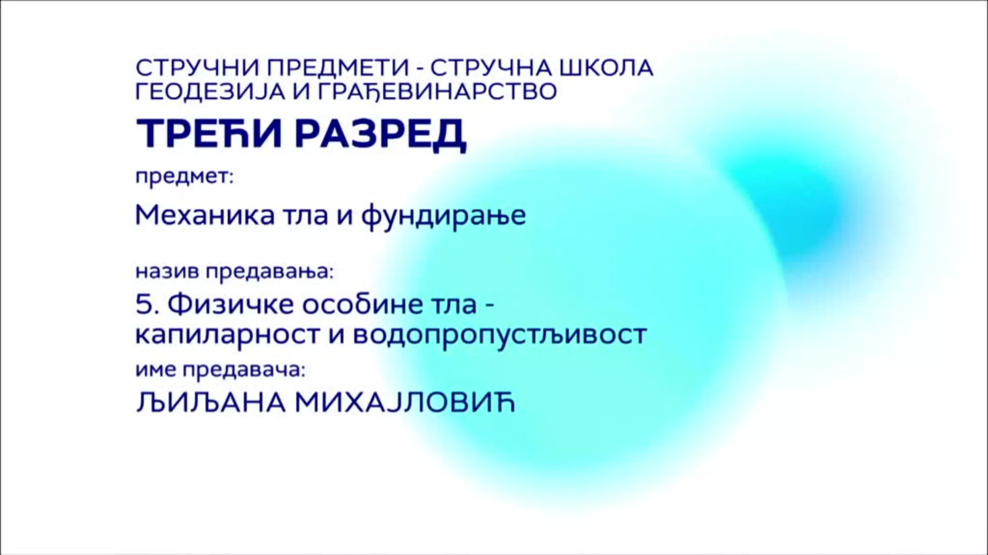 СШ3 – Механика тла и фундирање, 5. час: Физичке особине тла - капиларност и водопропустљивост
