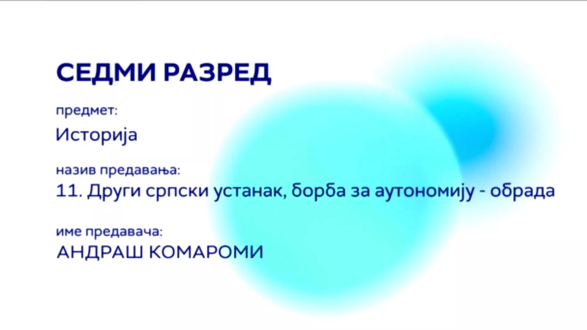 ОШ7 – Историја, 11. час: Други српски устанак, борба за аутономију (обрада)