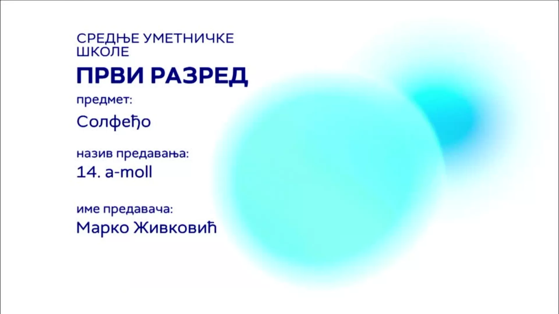СШ1 – Солфеђо, 14. час: a-moll