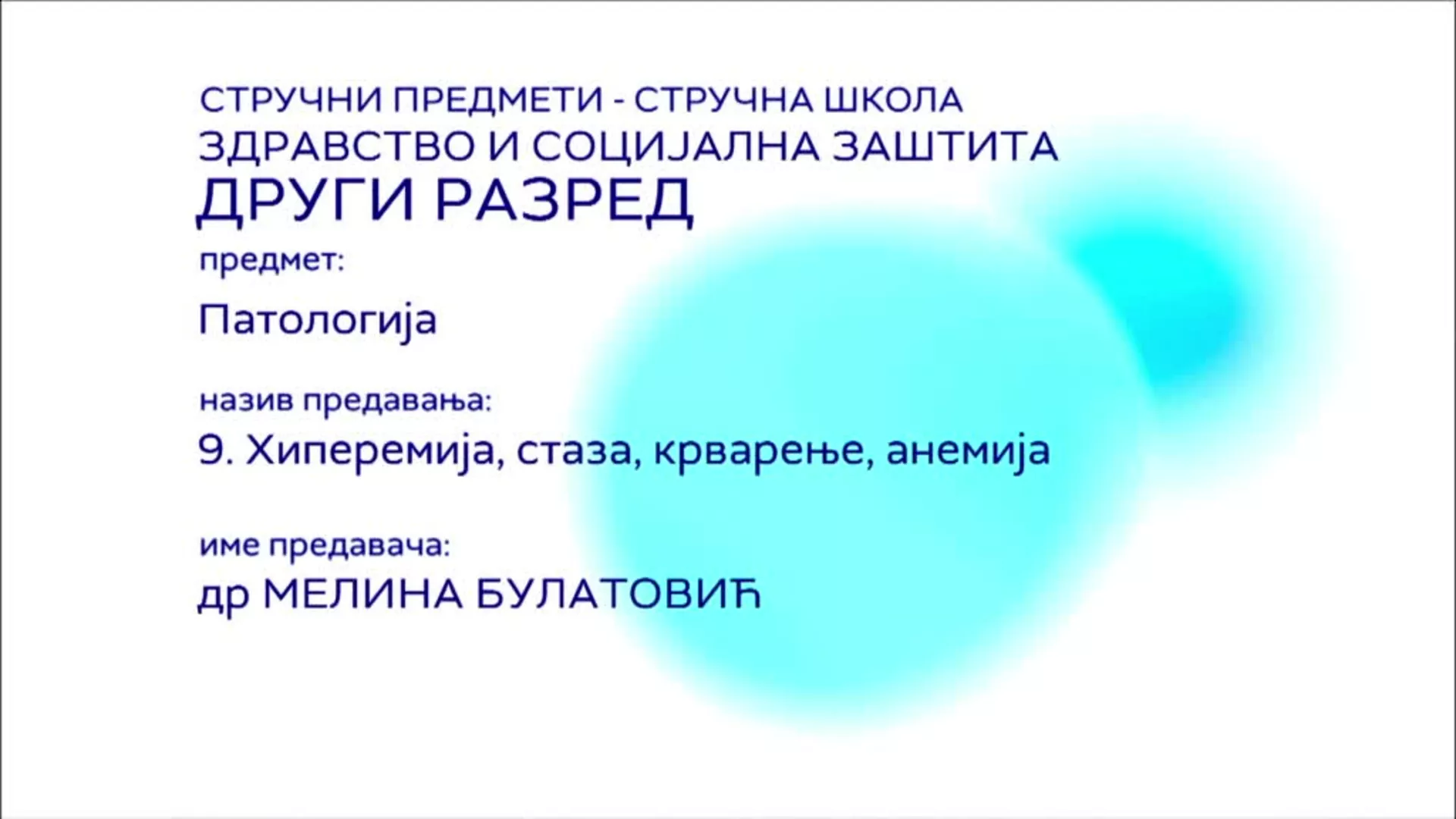 СШ2 – Патологија, 9. час: Хиперемија, стаза, крварење, анемија