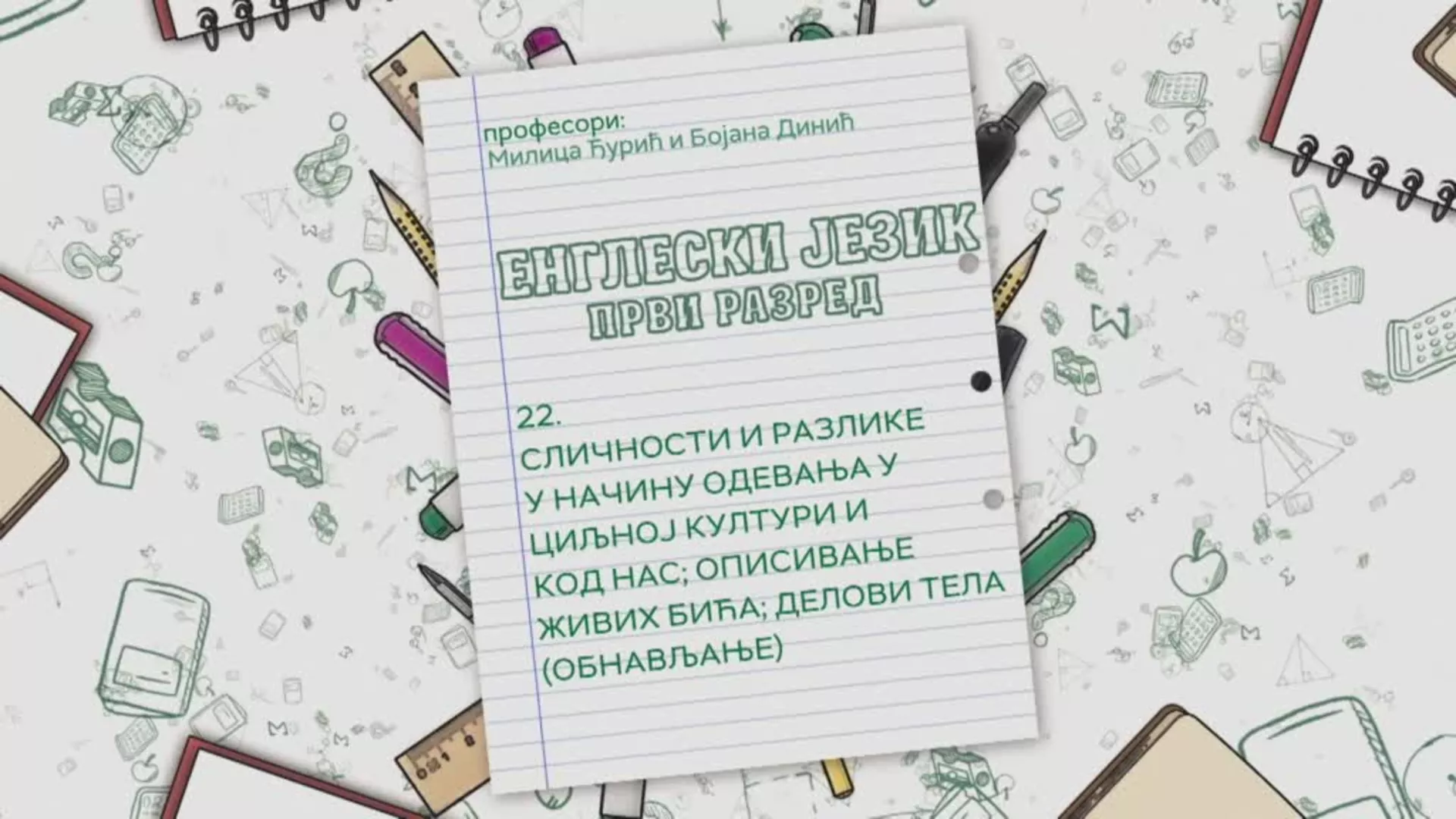 ОШ1 – Енглески језик, 22. час: Сличности и разлике у начину одевања у циљној култури и код нас