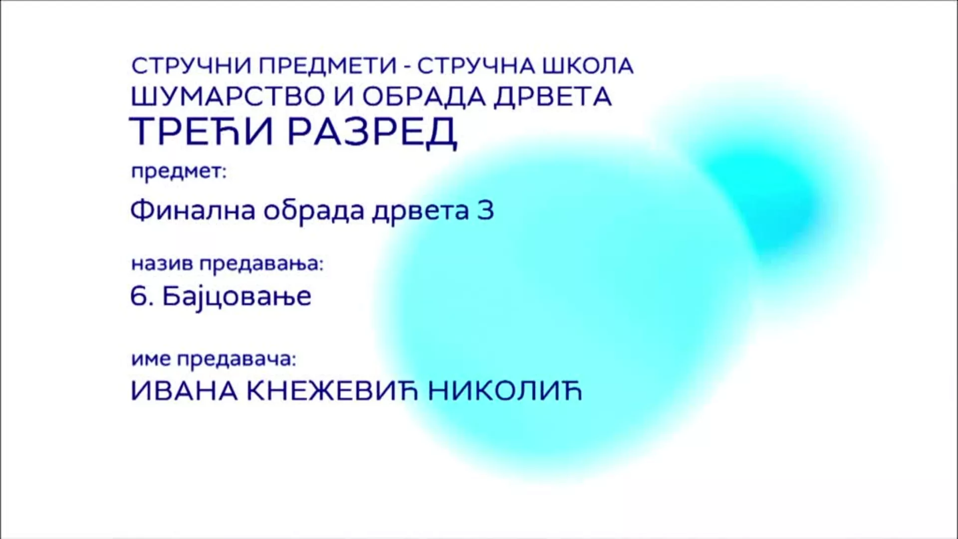 СШ3 – Финална обрада дрвета 3, 6. час: Бајцовање