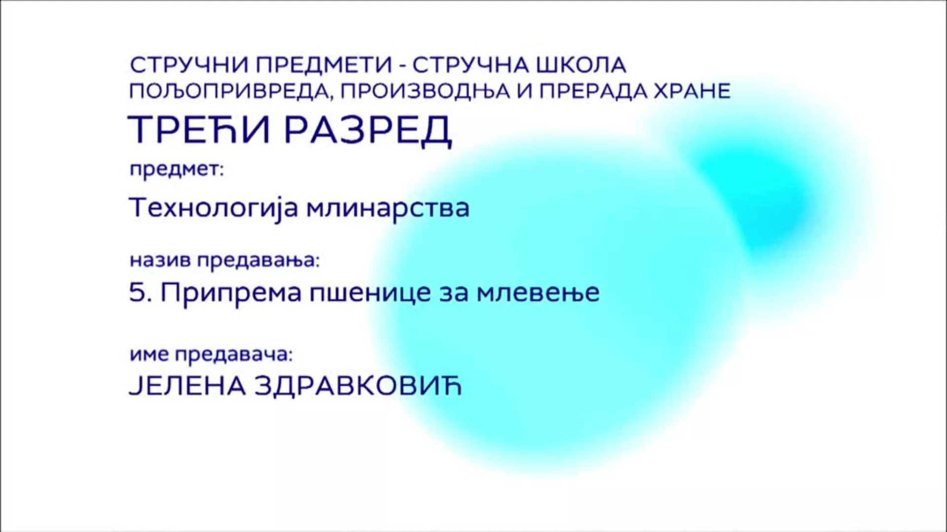 СШ3 – Технологија млинарства, 5. час: Припрема пшенице за млевење