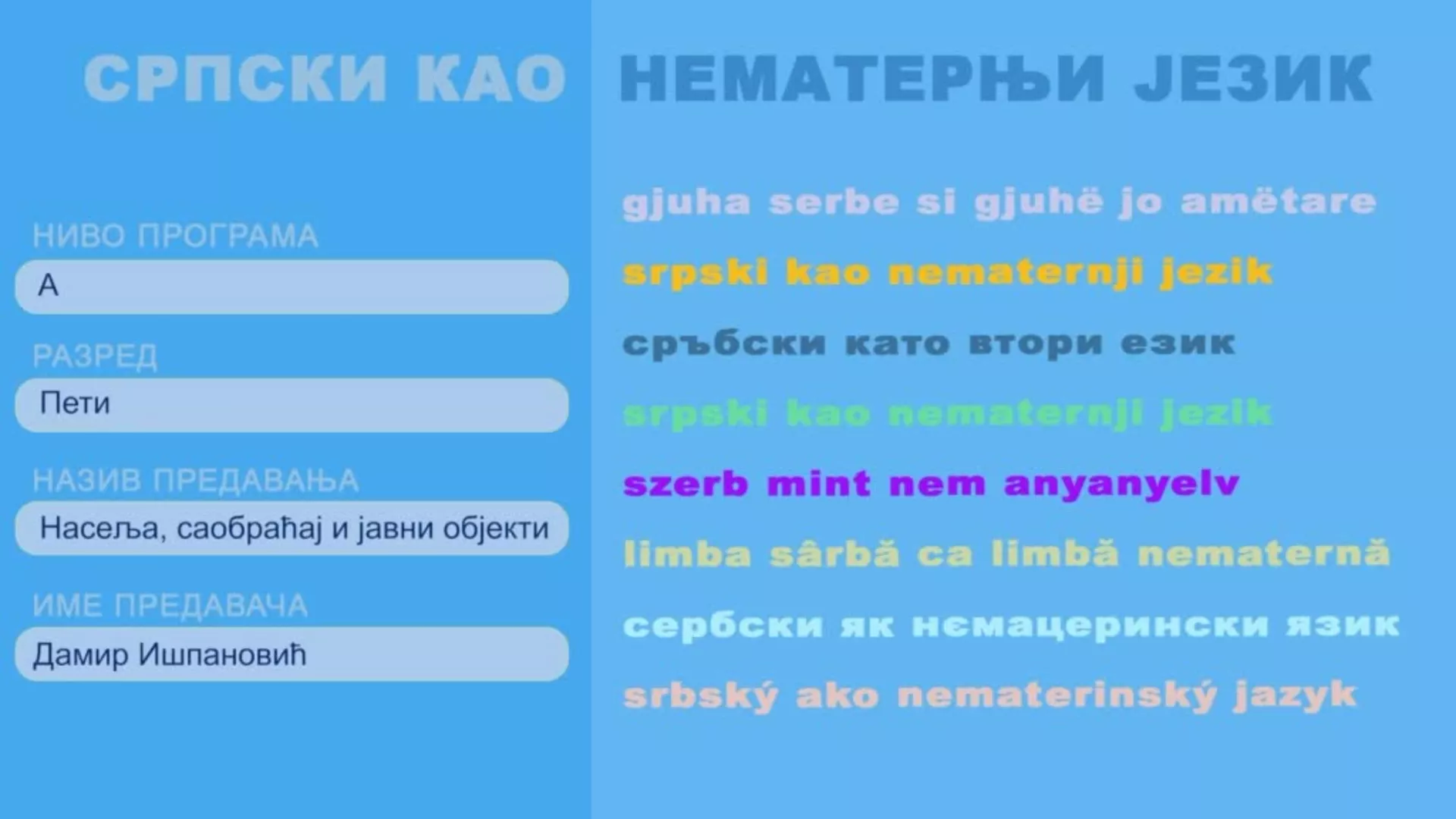 ОШ5 – Српски као нематерњи језик, 11. час: Насеља, саобраћај и јавни објекти