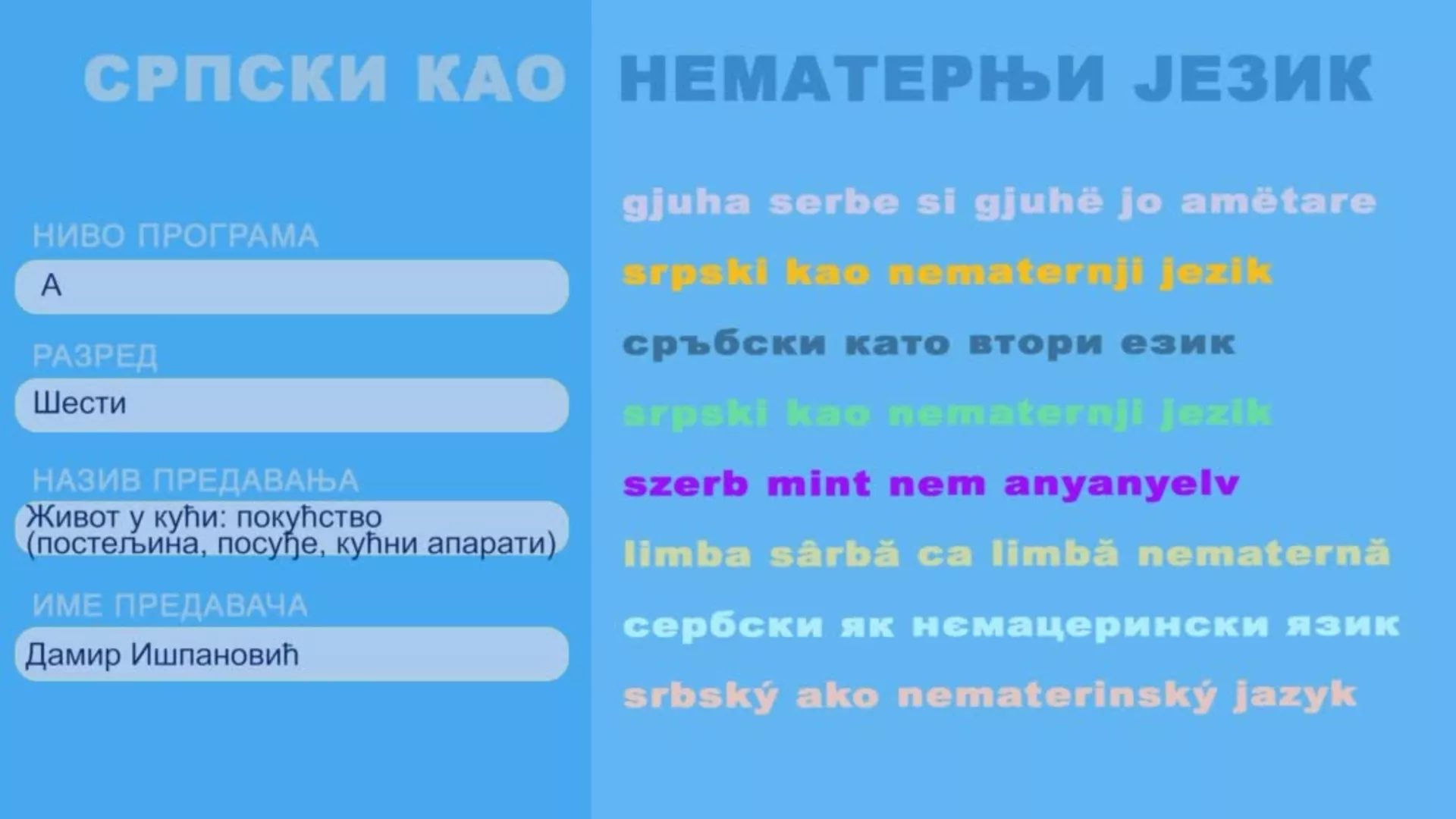 ОШ6 – Српски као нематерњи језик, 12. час: Живот у кући: покућство (постељина, посуђе, кућни апарати)