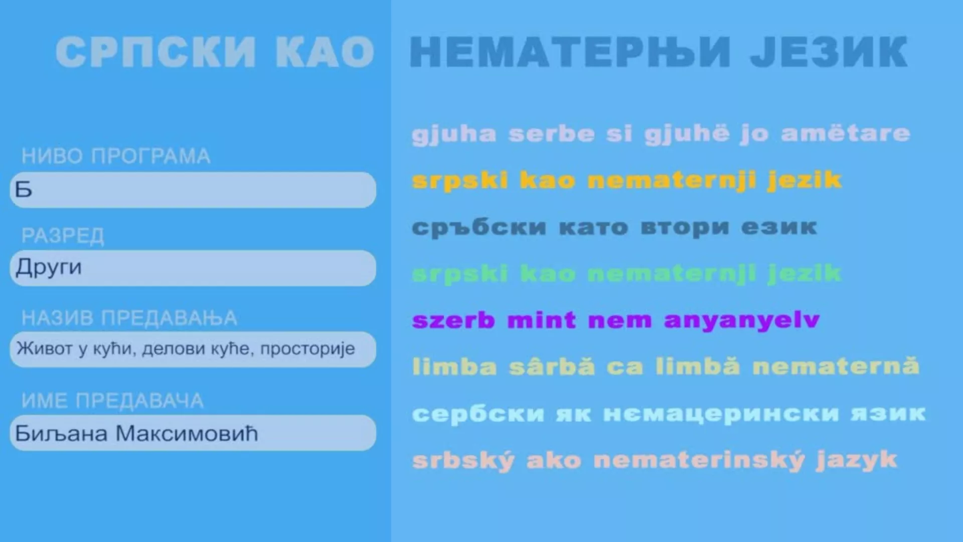 ОШ2 – Српски као нематерњи језик, 7. час: Живот у кући, делови куће, просторије
