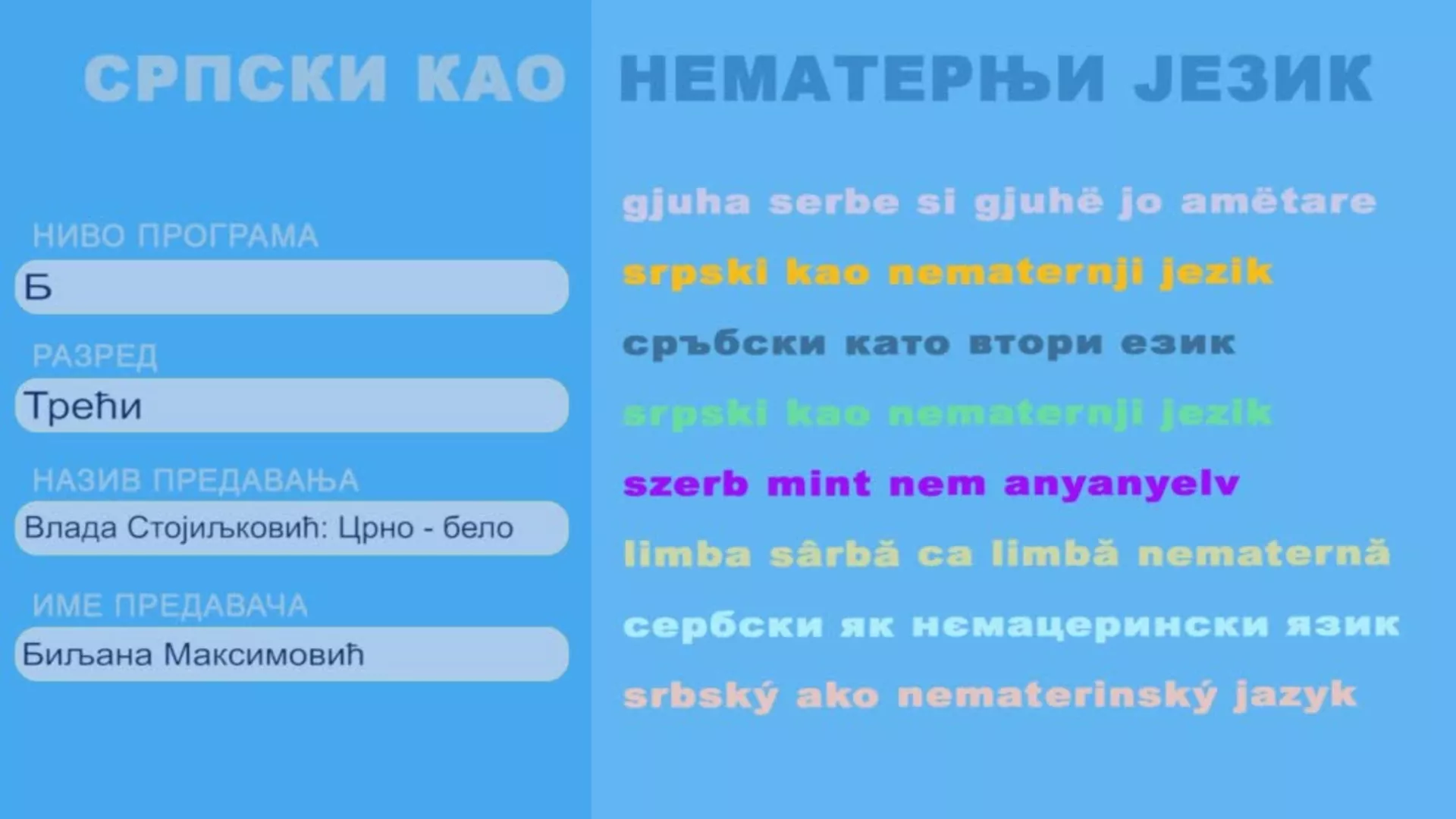ОШ3 – Српски као нематерњи језик, 2. час: Влада Стојиљковић: Црно-бело
