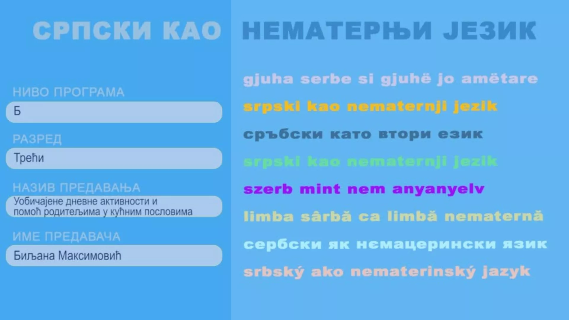 ОШ3 – Српски као нематерњи језик, 7. час: Уобичајне дневне активности и помоћ родитељима у кућним пословима
