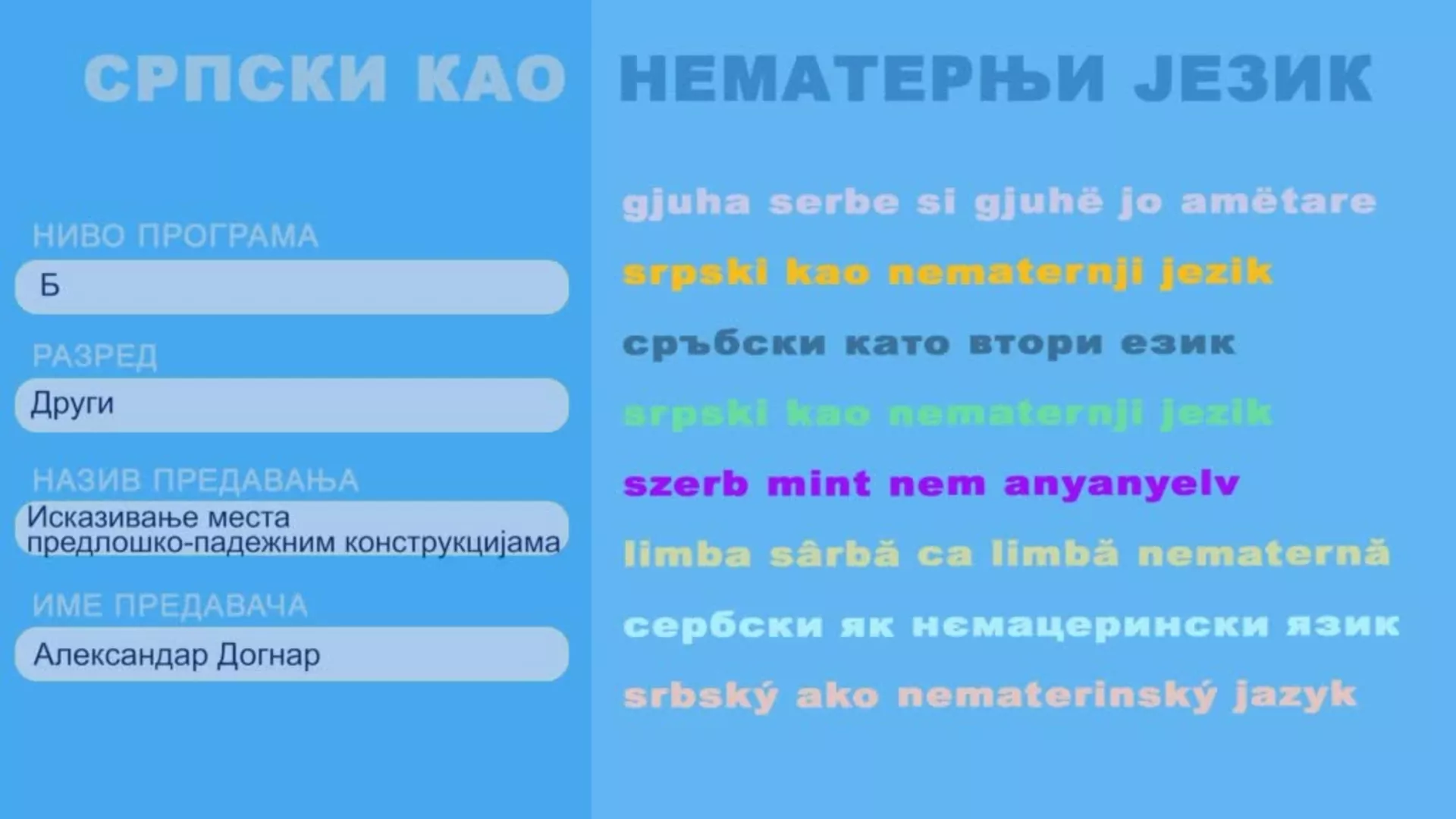 СШ2 – Српски као нематерњи језик, 9. час: Исказивање места предлошко – падежним конструкцијама
