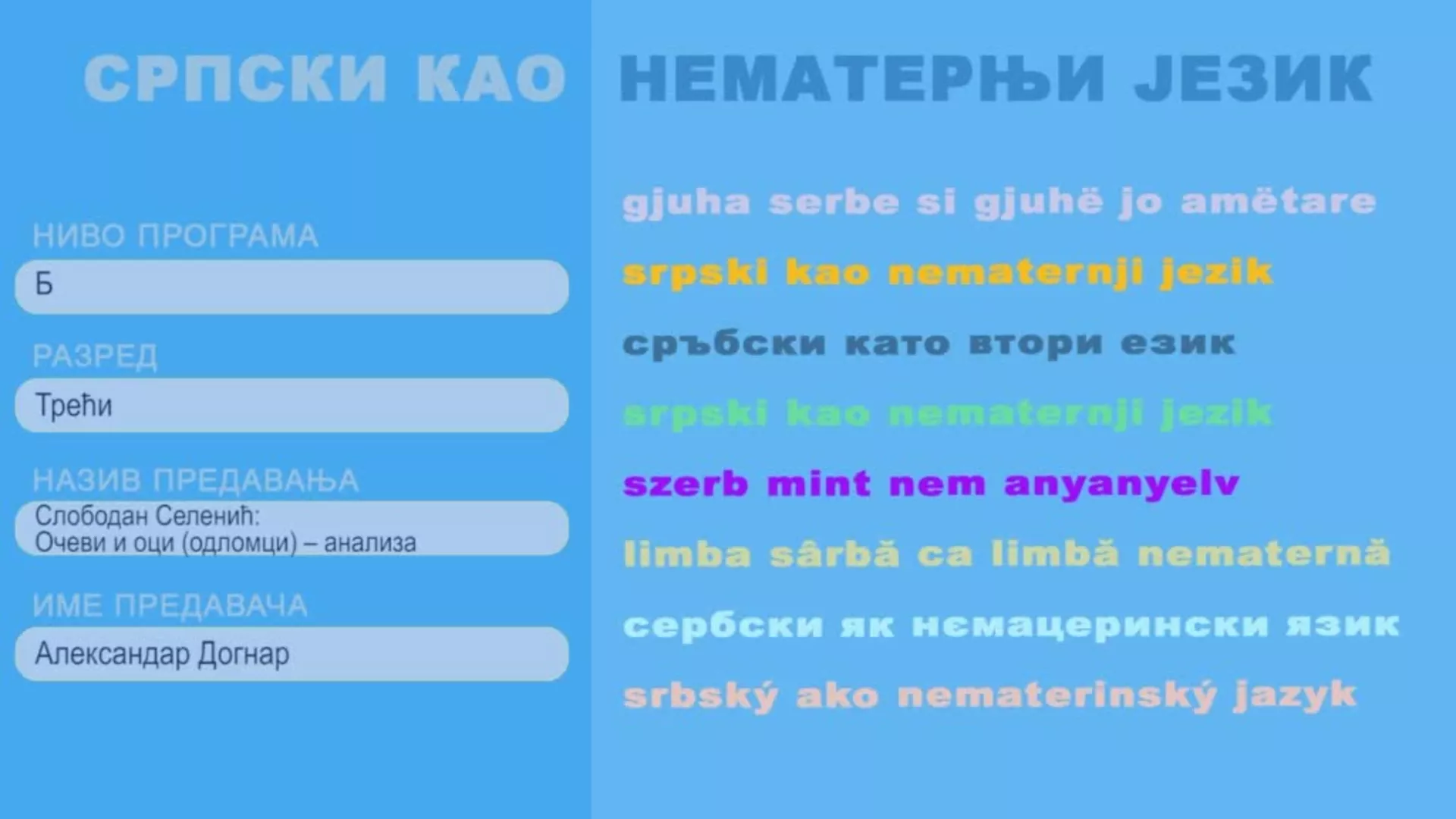 СШ3 – Српски као нематерњи језик, 7. час: Слободан Селенић: Очеви и оци (одломци) - анализа