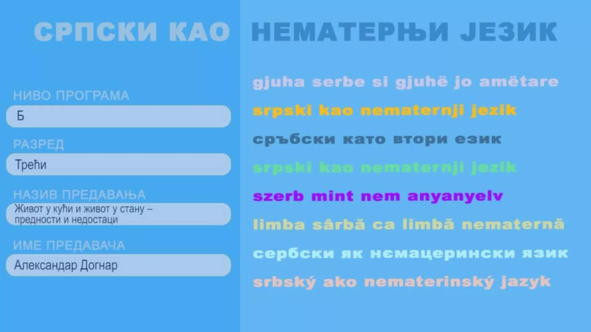 СШ3 – Српски као нематерњи језик, 9. час: Живот у кући и живот у стану – предност и недостаци