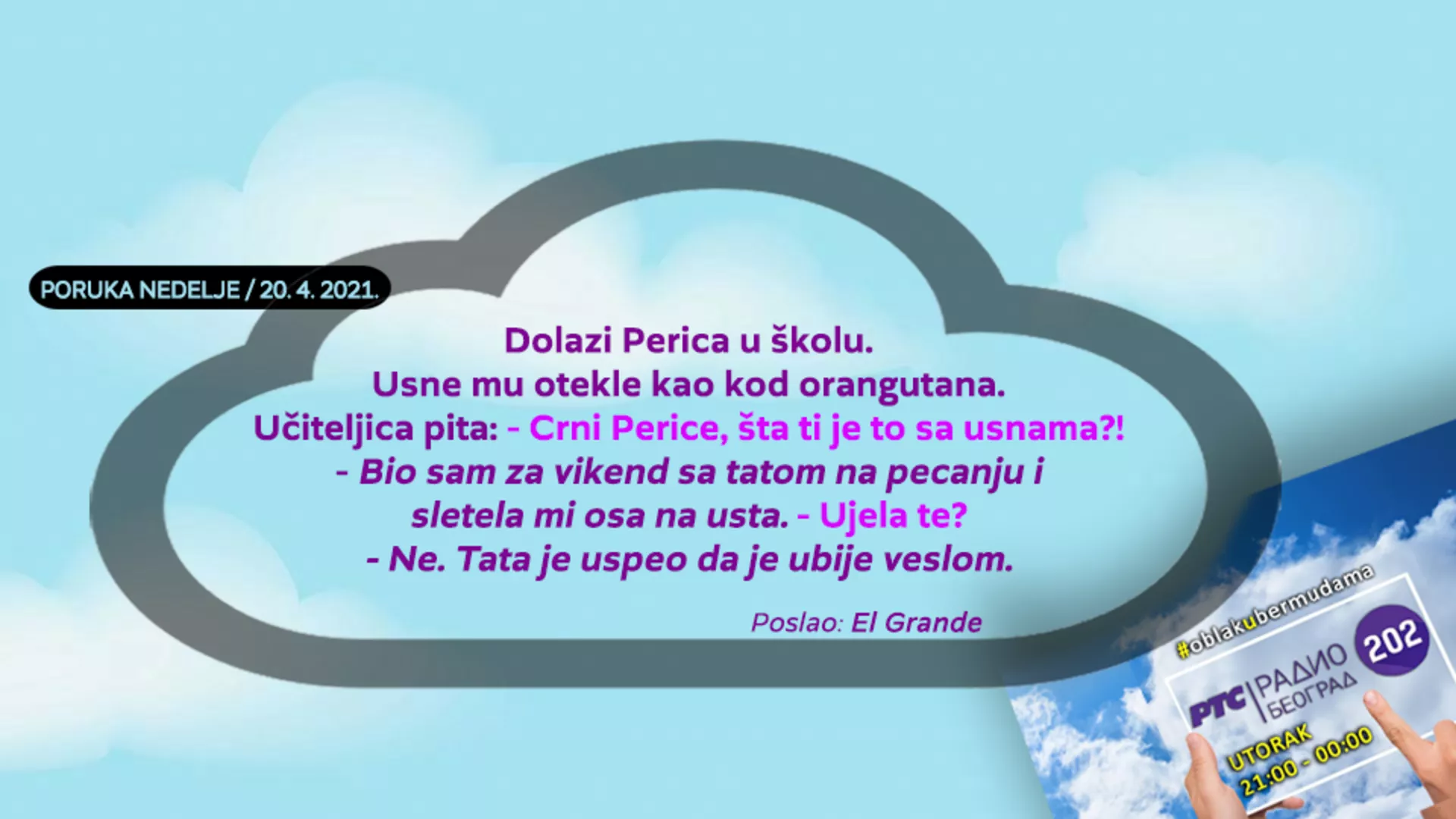 Облак у бермудама –  20. 4. 2021.