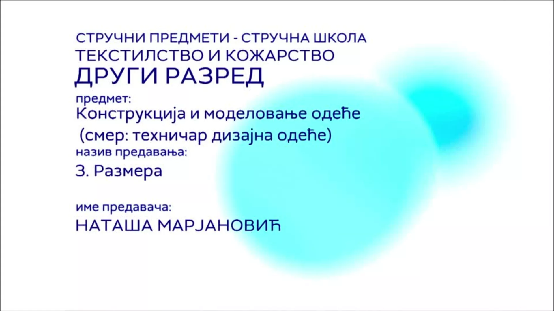 СШ2 – Конструкција и моделовање одеће (смер: техничар дизајна одеће), 3. час: Размера