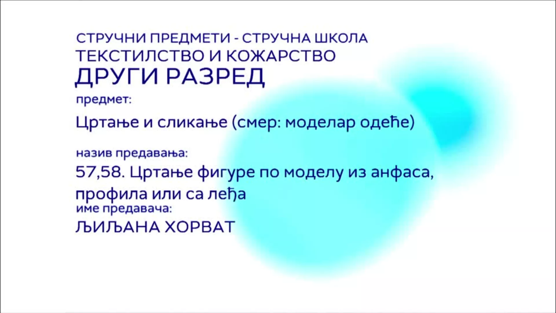 СШ2 – Цртање и сликање, 57. и 58. час: Цртање фигуре по моделу из анфаса, профила или са леђа