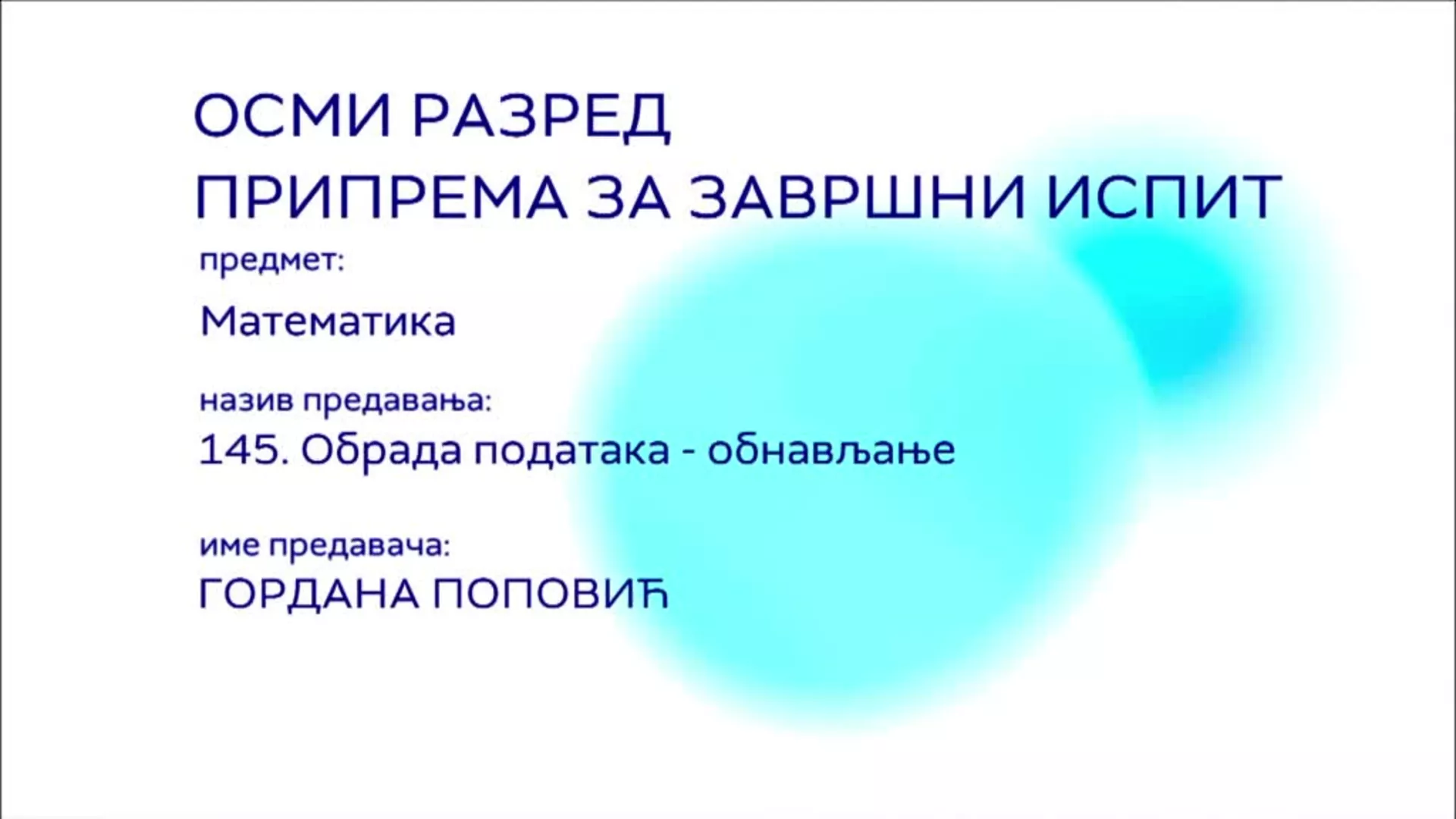 ОШ8 – Математика, 145. час: Обрада података - обнављање