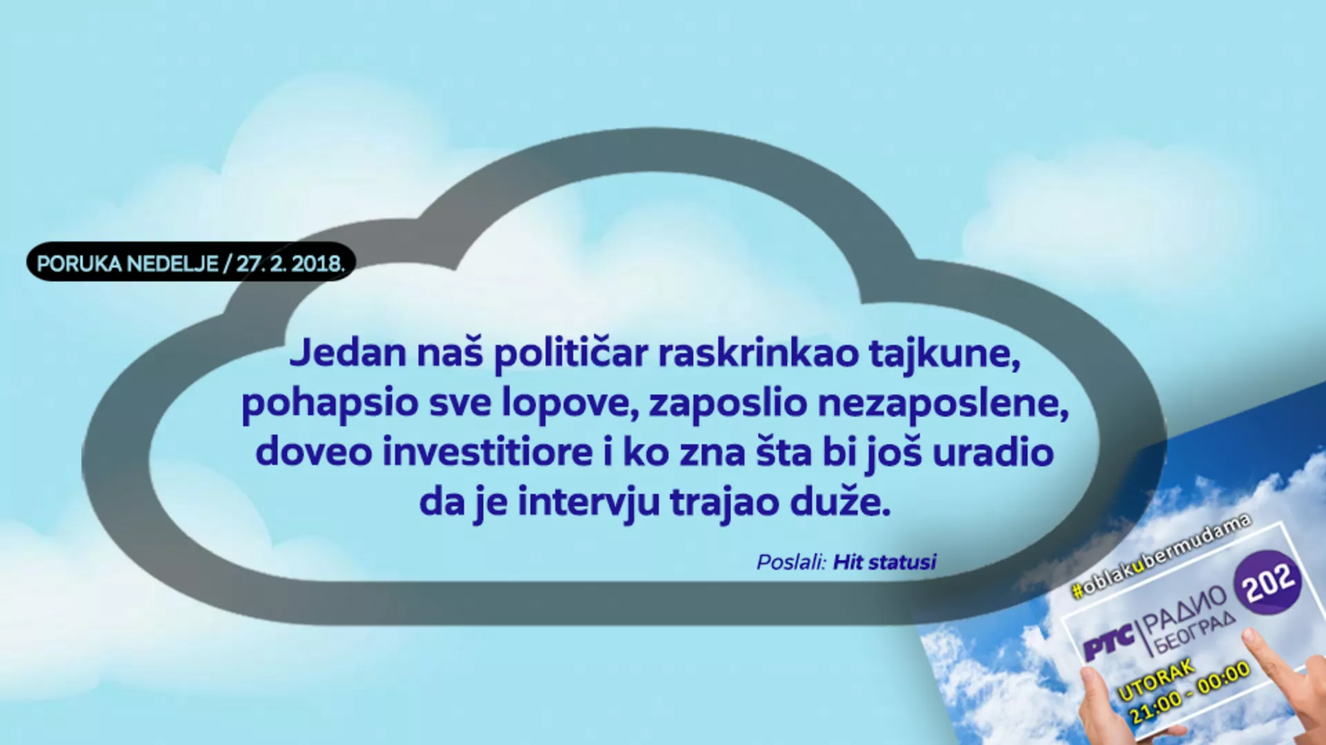 Облак у бермудама – 27. 2. 2018.