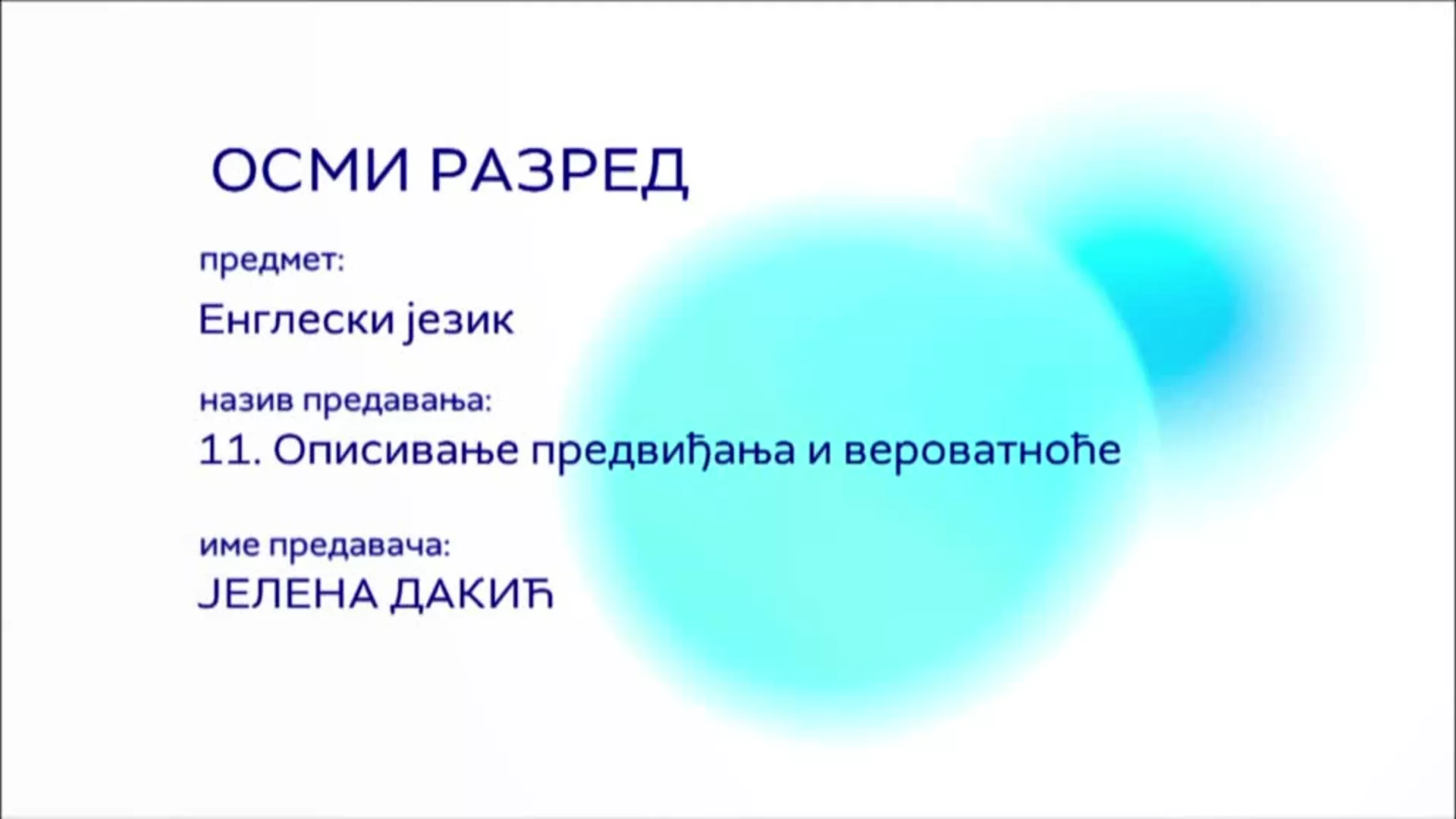 ОШ8 – Енглески језик, 11. час: Описивање предвиђања и вероватноће