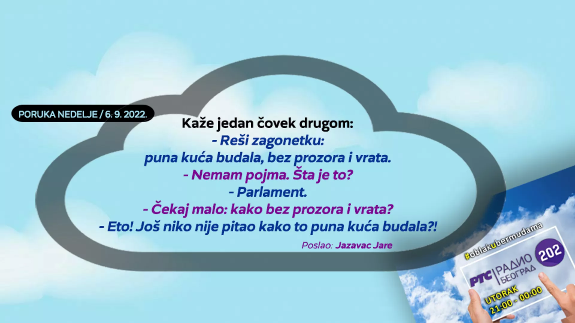 Облак у бермудама –  6. 9. 2022.