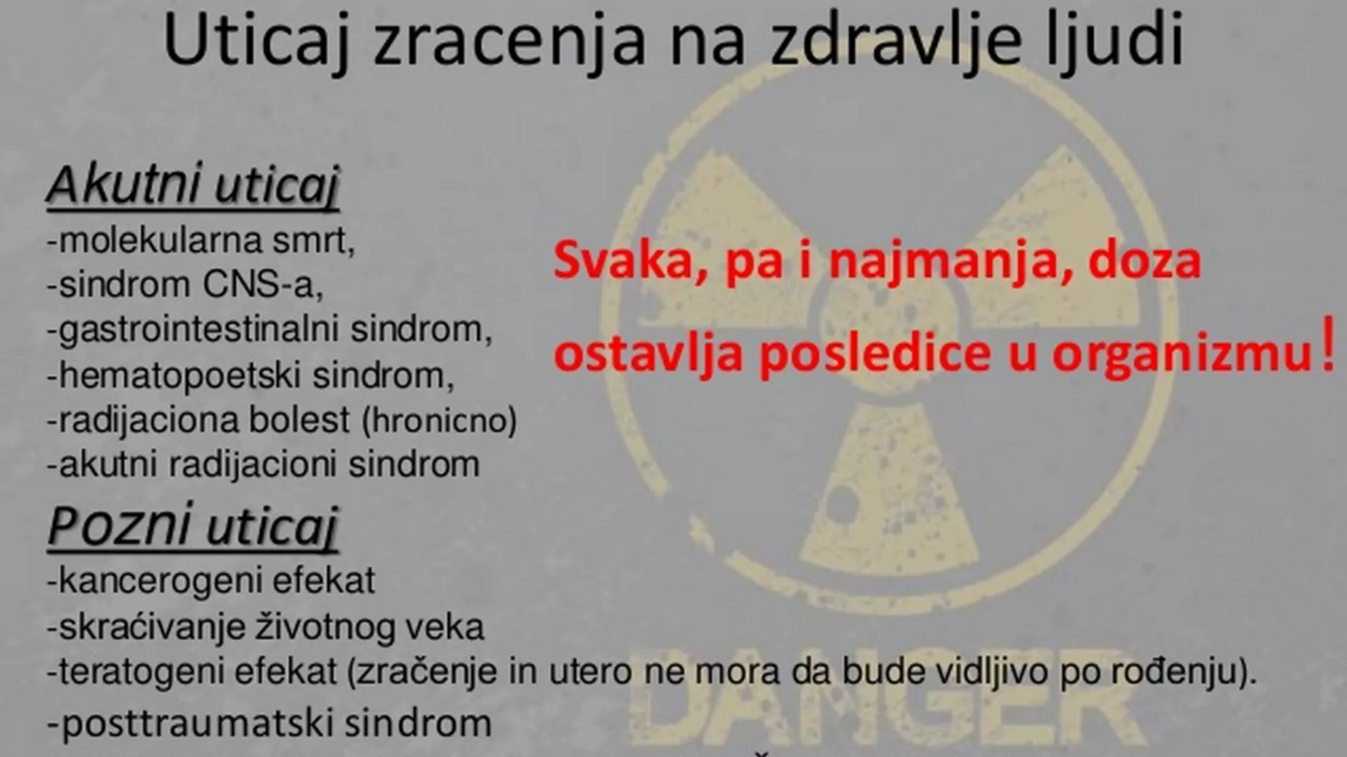 Хипократија – Канцерогени ефекти зрачења