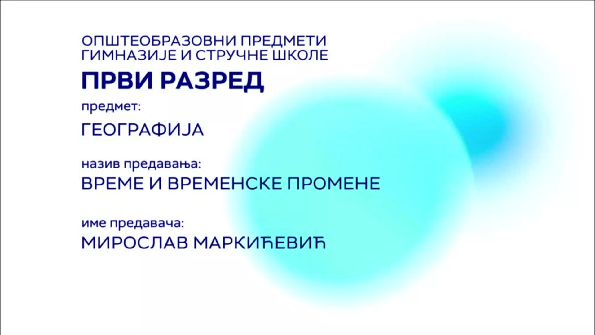 SŠ1 – Geografija: Vreme i vremenske promene