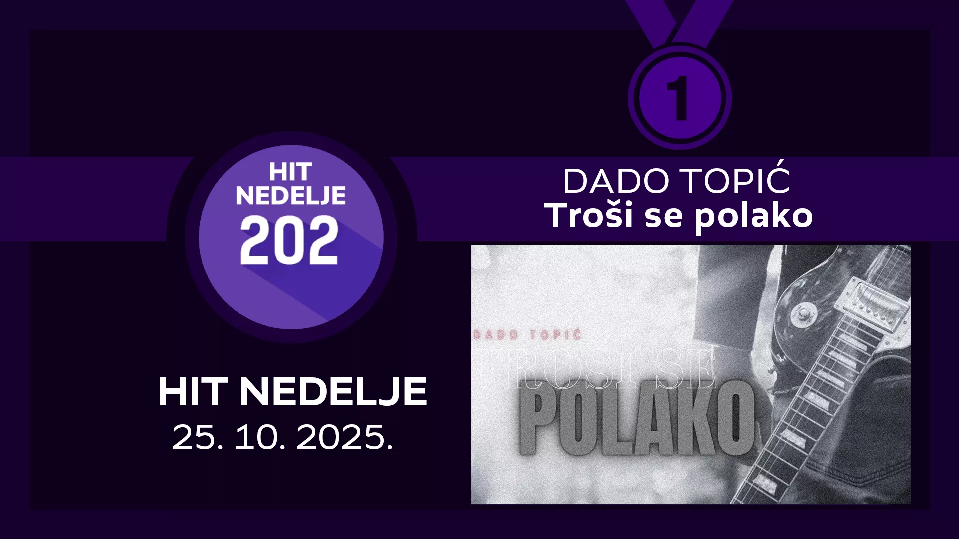 Dado Topić - Troši se polako / Hit nedelje – 25. 10. 2025.