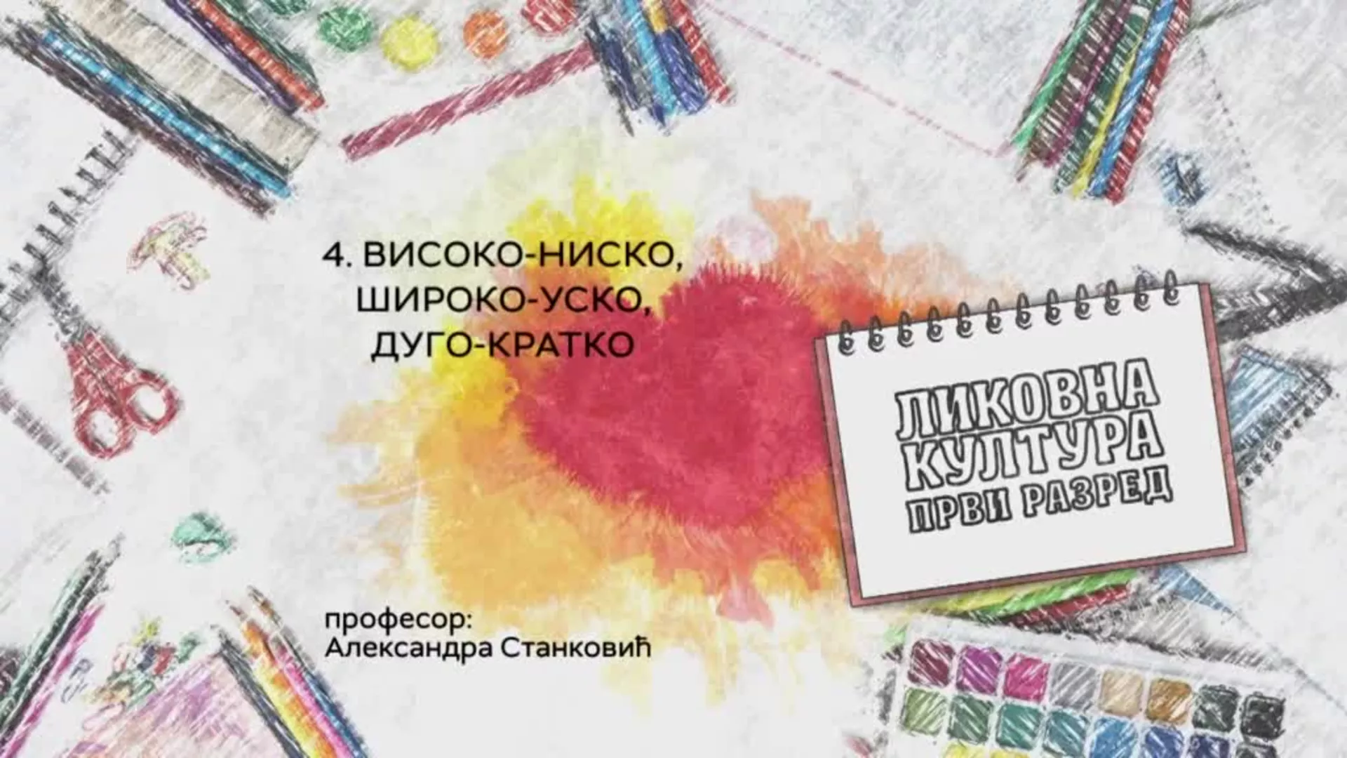 OŠ1 – Likovna kultura, 4. čas: Visoko-nisko, široko-usko, dugo-kratko