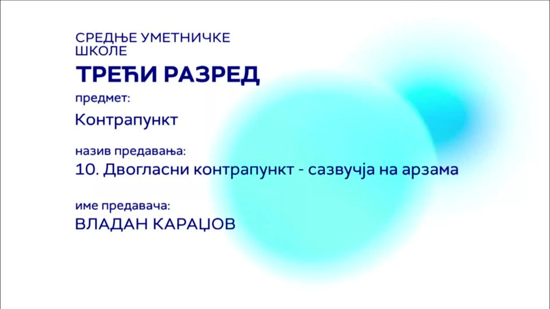 SŠ3 – Kontrapunkt, 10. čas: Dvoglasni kontrapunkt – sazvučja na arzama