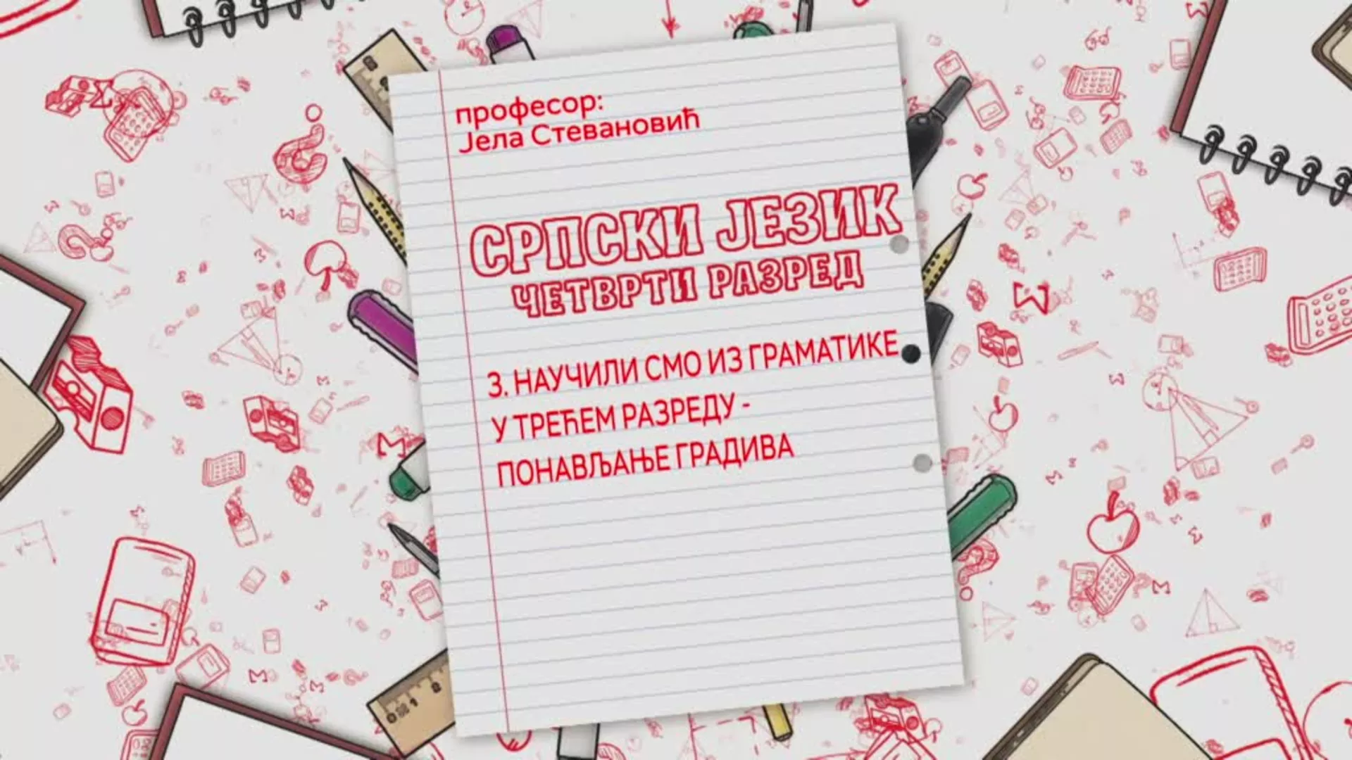 ОШ4 – Српски језик, 3. час: Научили смо из граматике у 3. разреду - понављање градива