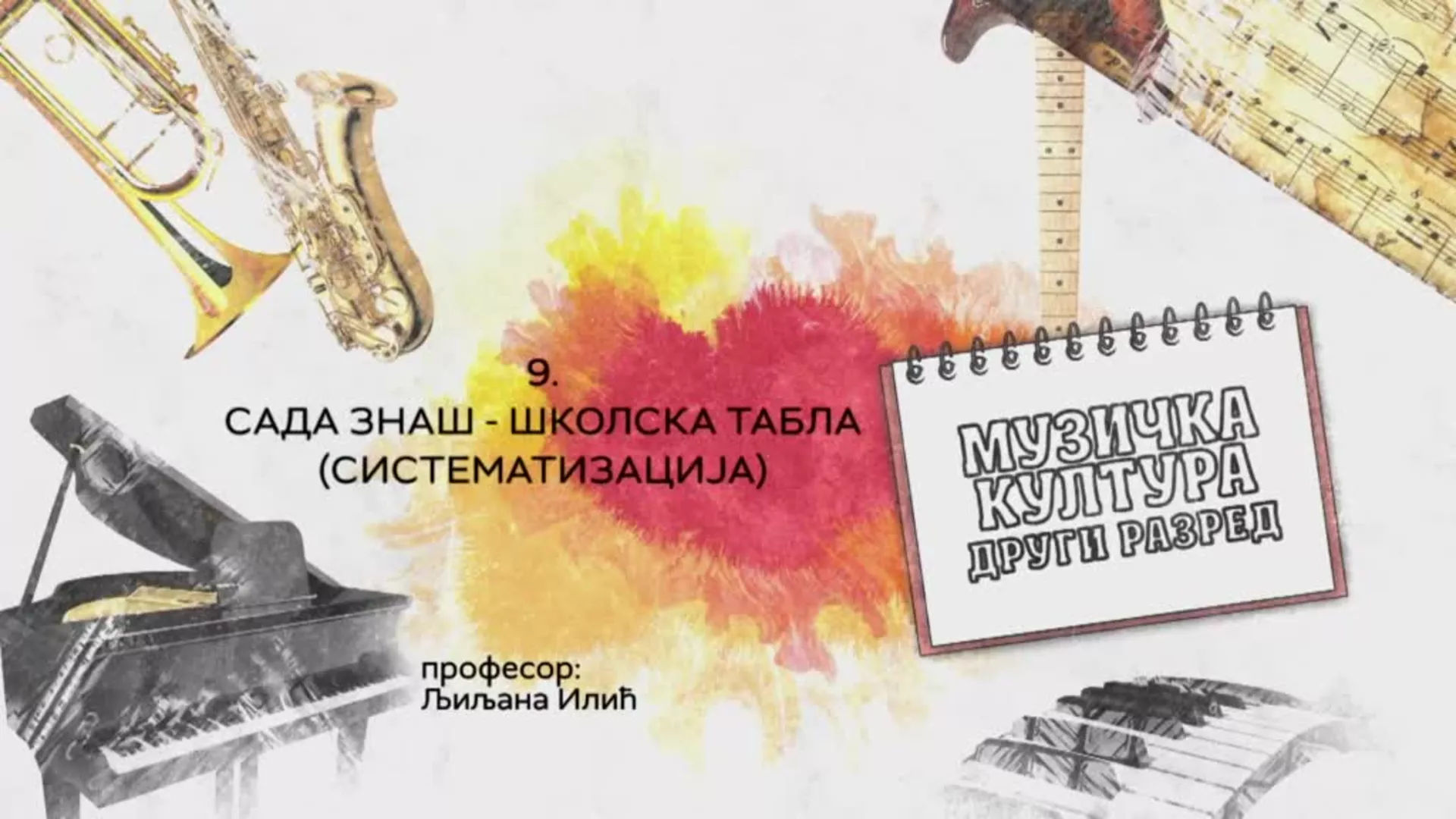 ОШ2 – Музичка култура, 9. час: Сада знаш - школска табла (систематизација)