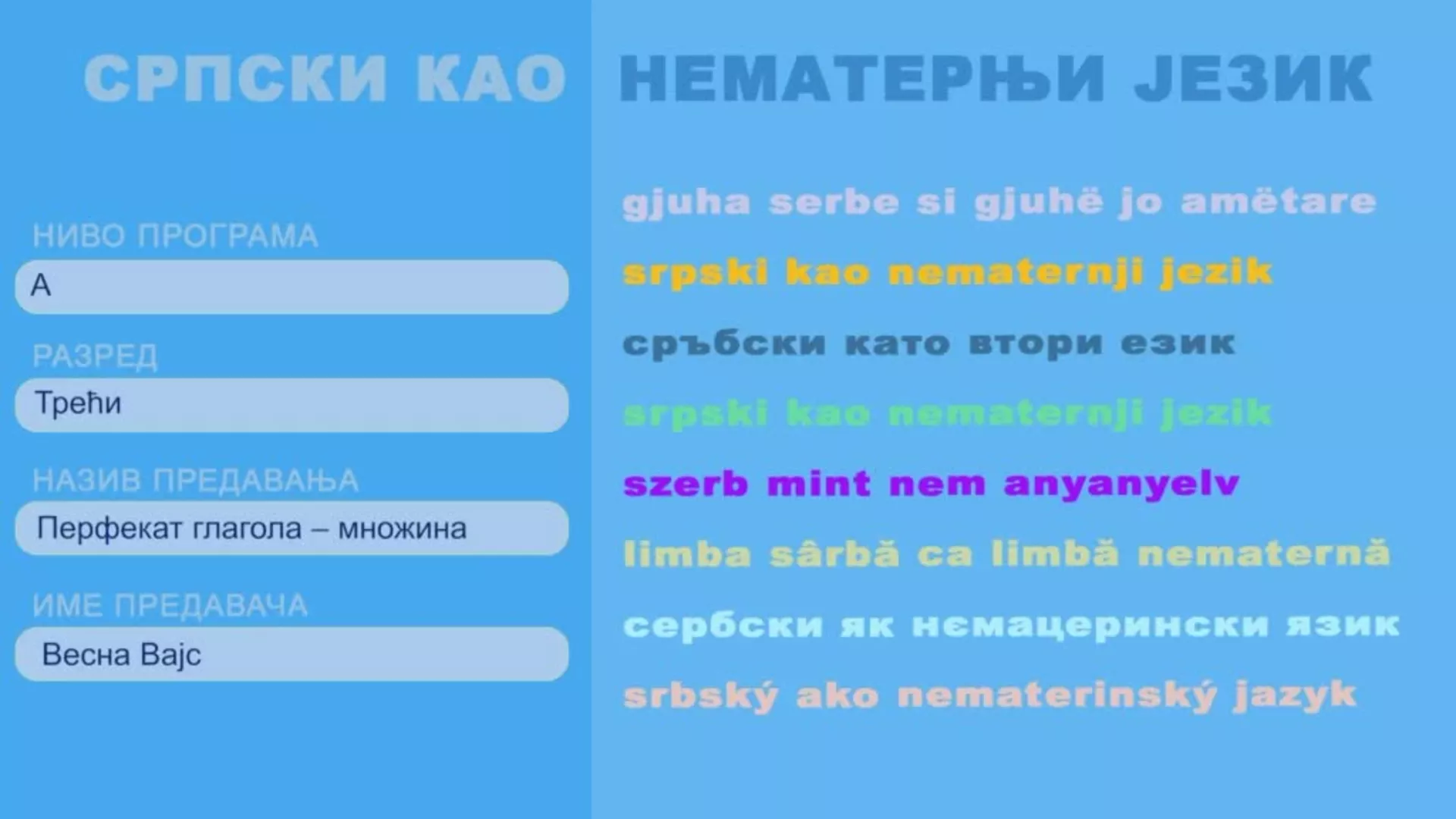 ОШ3 – Српски као нематерњи језик, 11. час: Перфекат глагола – множина