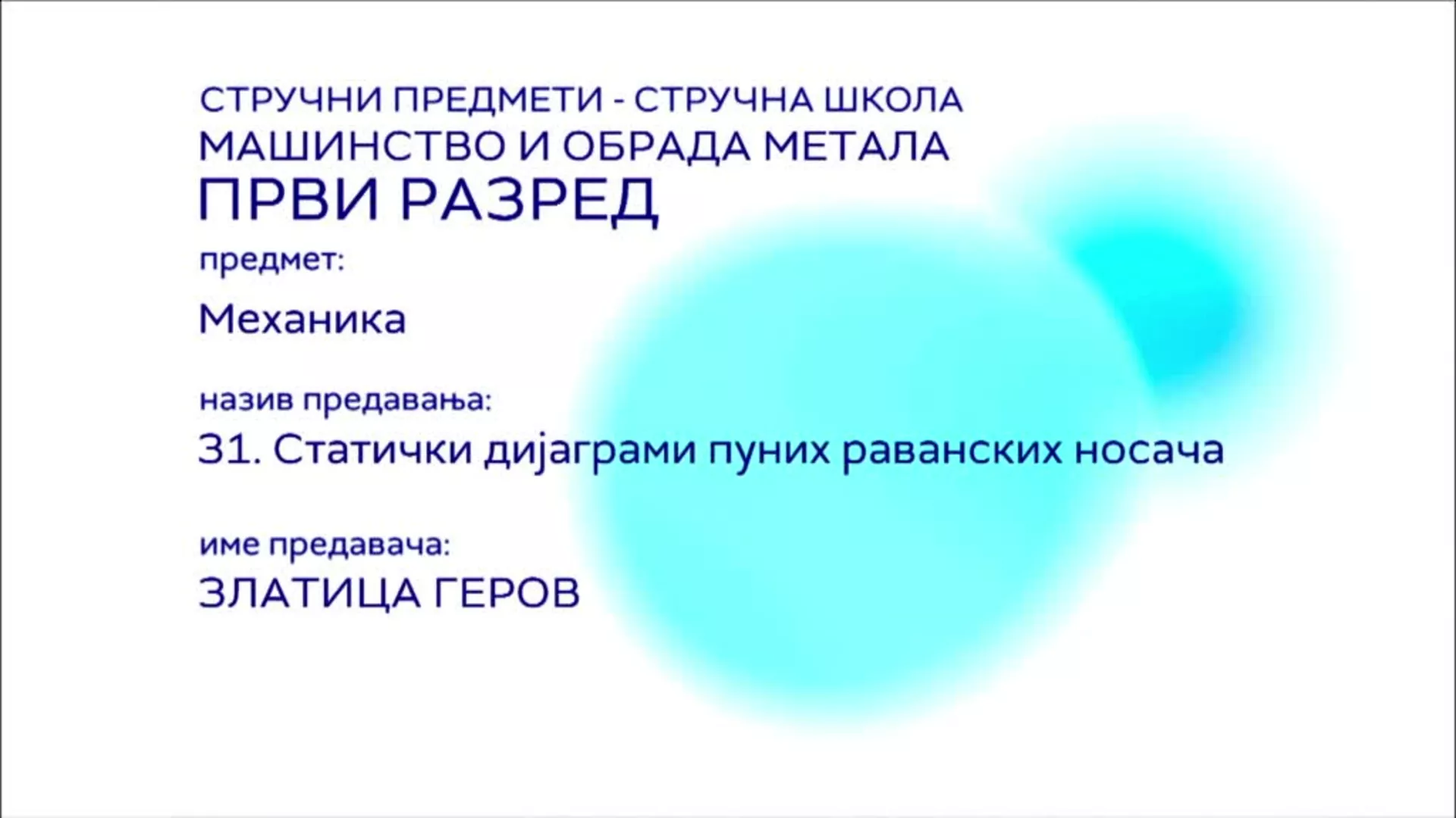 СШ1 – Механика, 31. час: Статички дијаграми пуних раванских носача