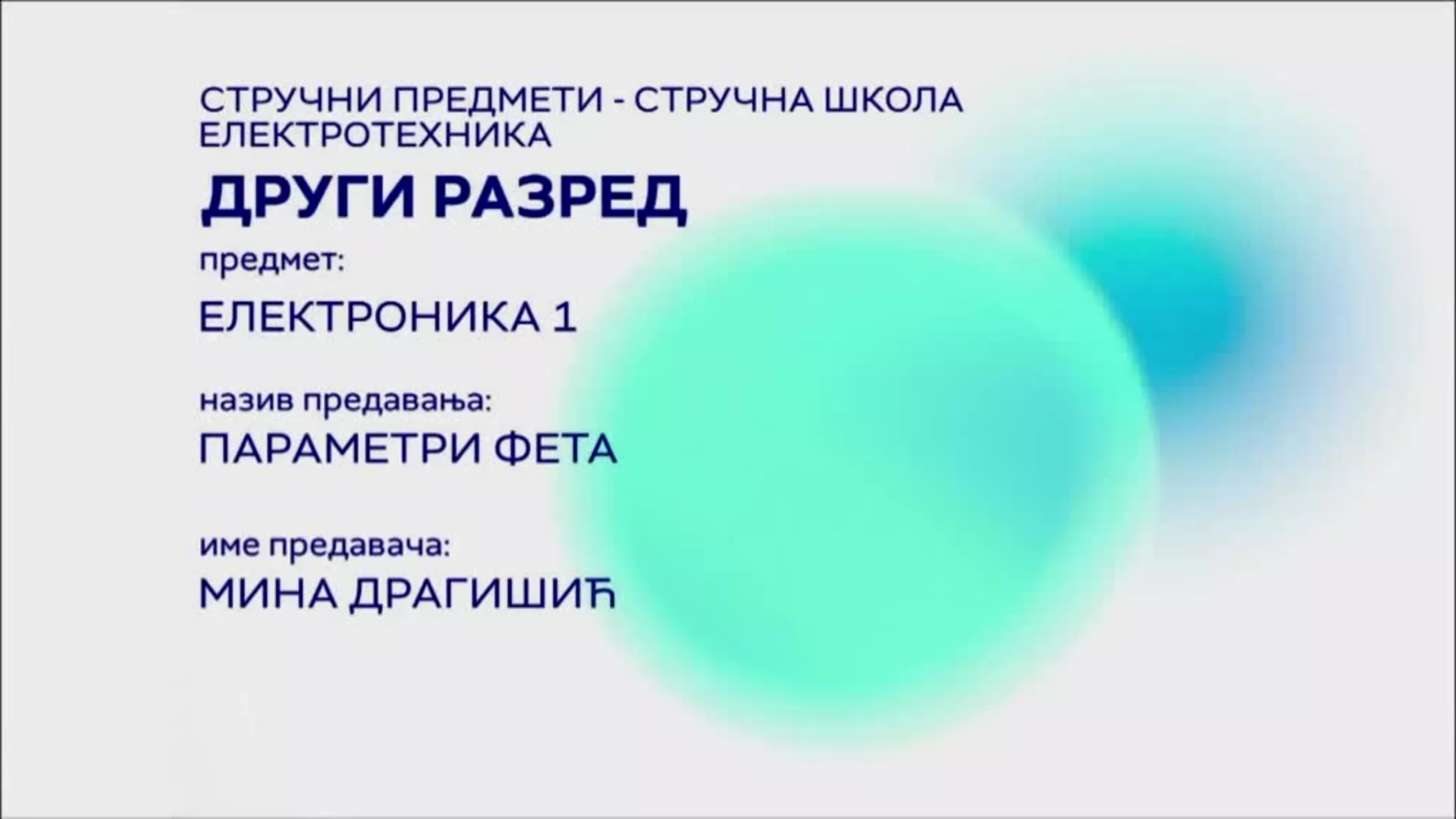 SŠ2 – Elektronika 1: Parametri feta